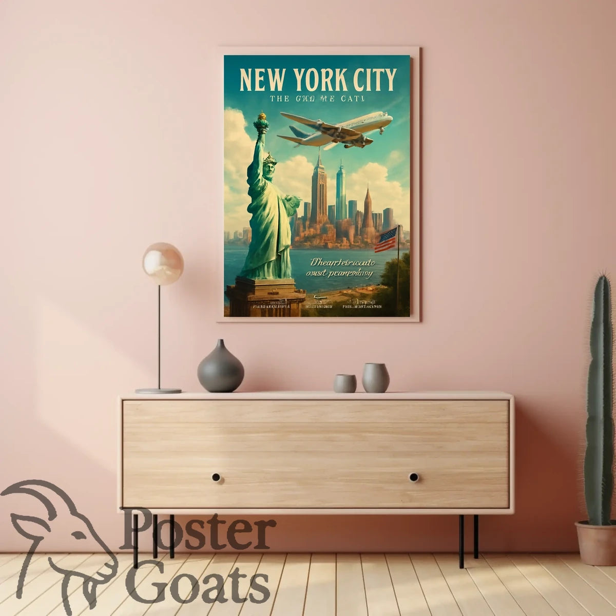 New York City Skyline Vintage Travel Poster