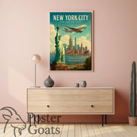 New York City Skyline Vintage Travel Poster