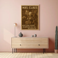 Mrs. Claus Knitting Giant Scarves Poster