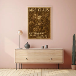 Mrs. Claus Knitting Giant Scarves Poster