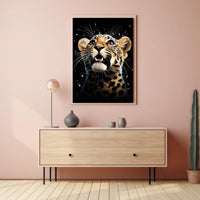 Leopard's Cosmic Wonder: Photorealistic Wildlife Art Poster