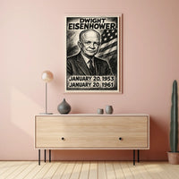 Dwight D. Eisenhower 34th President of the United States B & W Comic Sketch Poster