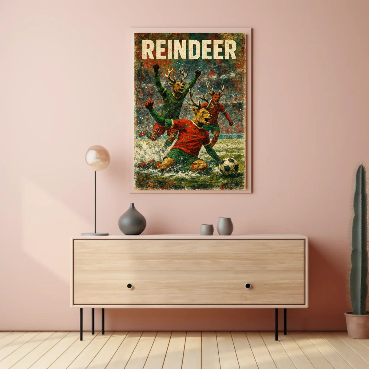 Reindeer Soccer Celebration Poster