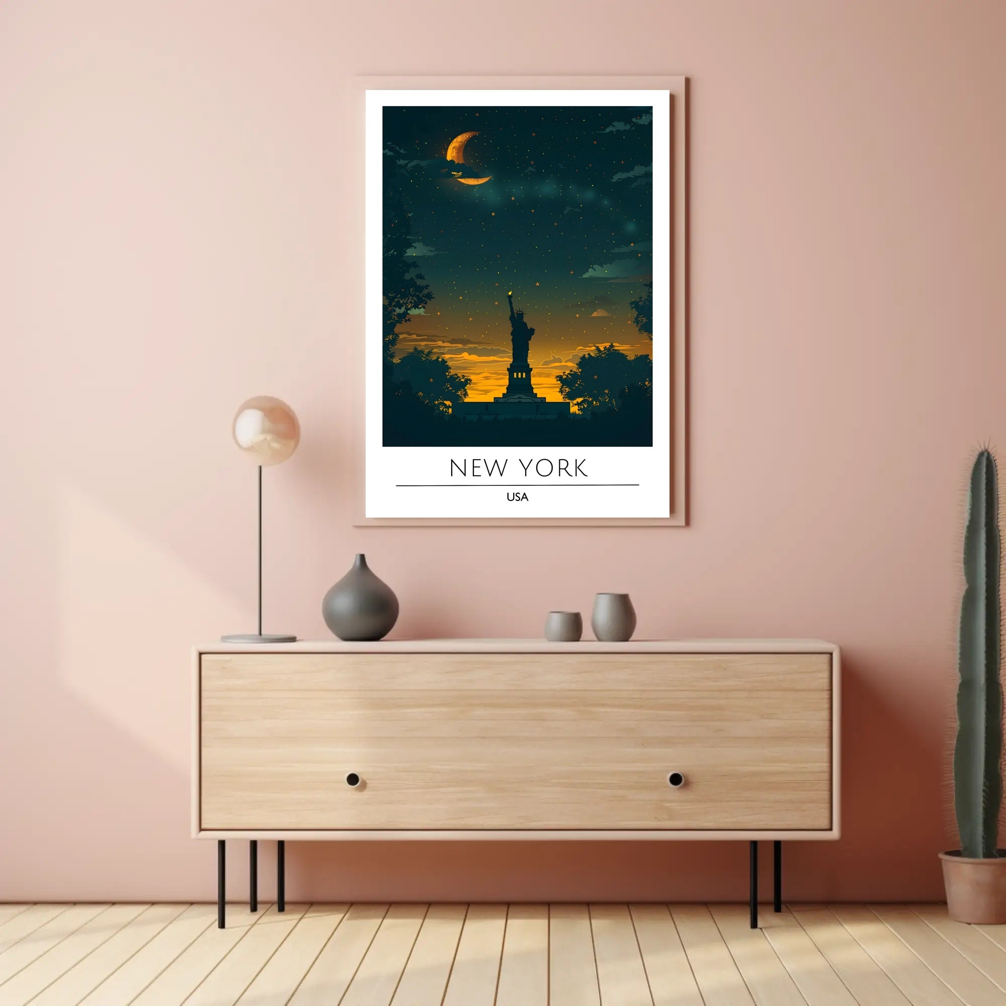 Statue of Liberty Twilight Silhouette Art Poster