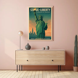 Statue Of Liberty NYC Travel Poster Vintage Wall Art