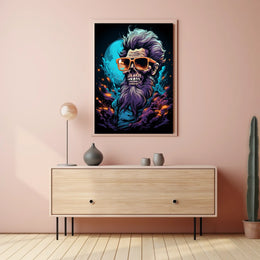Skeleton with Purple Beard Fantasy Poster