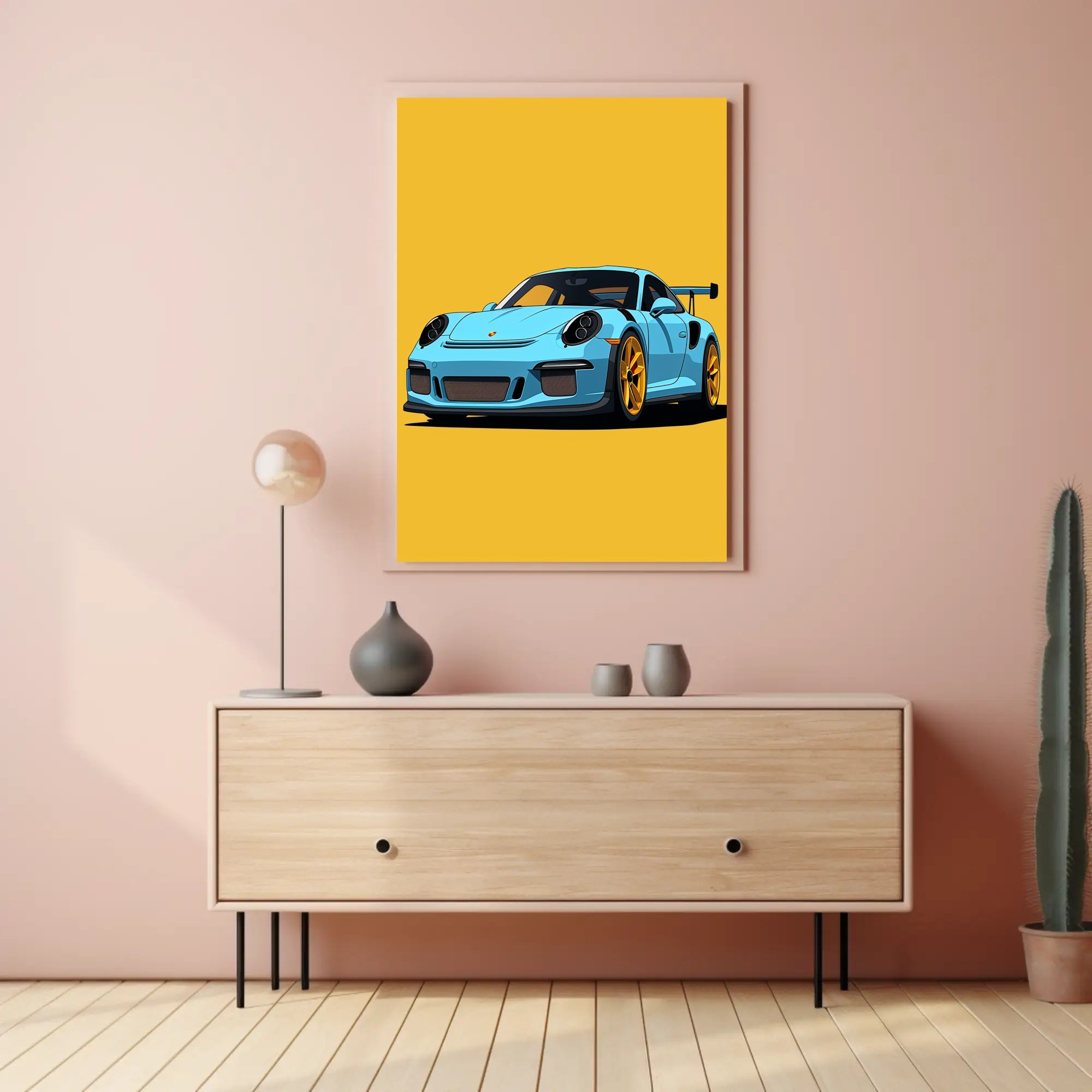 Sleek Sports Car Illustration Poster PosterGoat