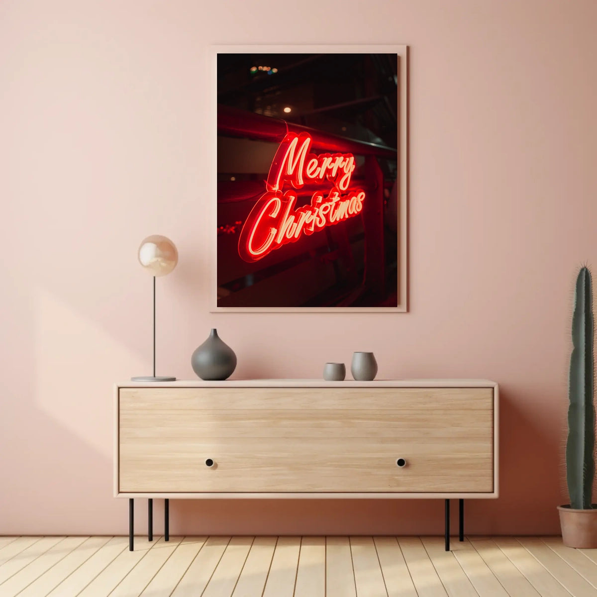 Merry Christmas Neon Glow Poster