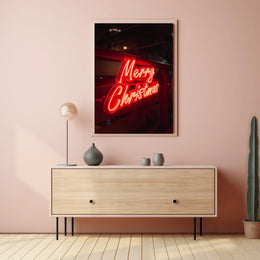 Merry Christmas Neon Glow Poster