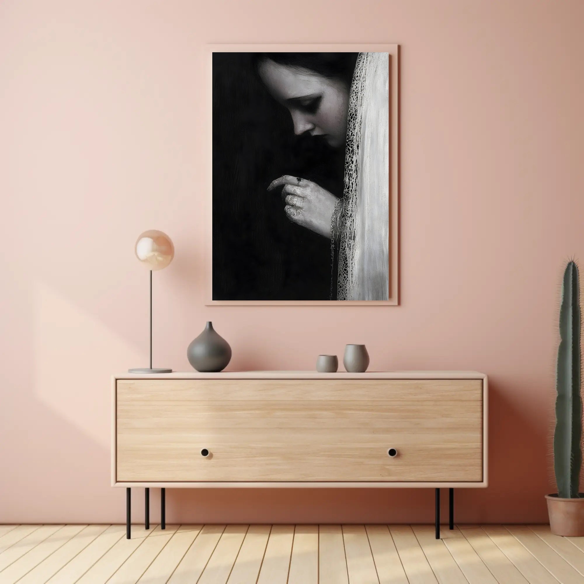 Veiled Elegance: Gothic Romantic Artistic Portrait Poster PosterGoat