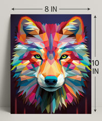 Geometric Wolf Art Poster PosterGoat