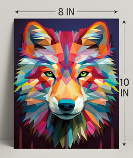 Geometric Wolf Art Poster PosterGoat