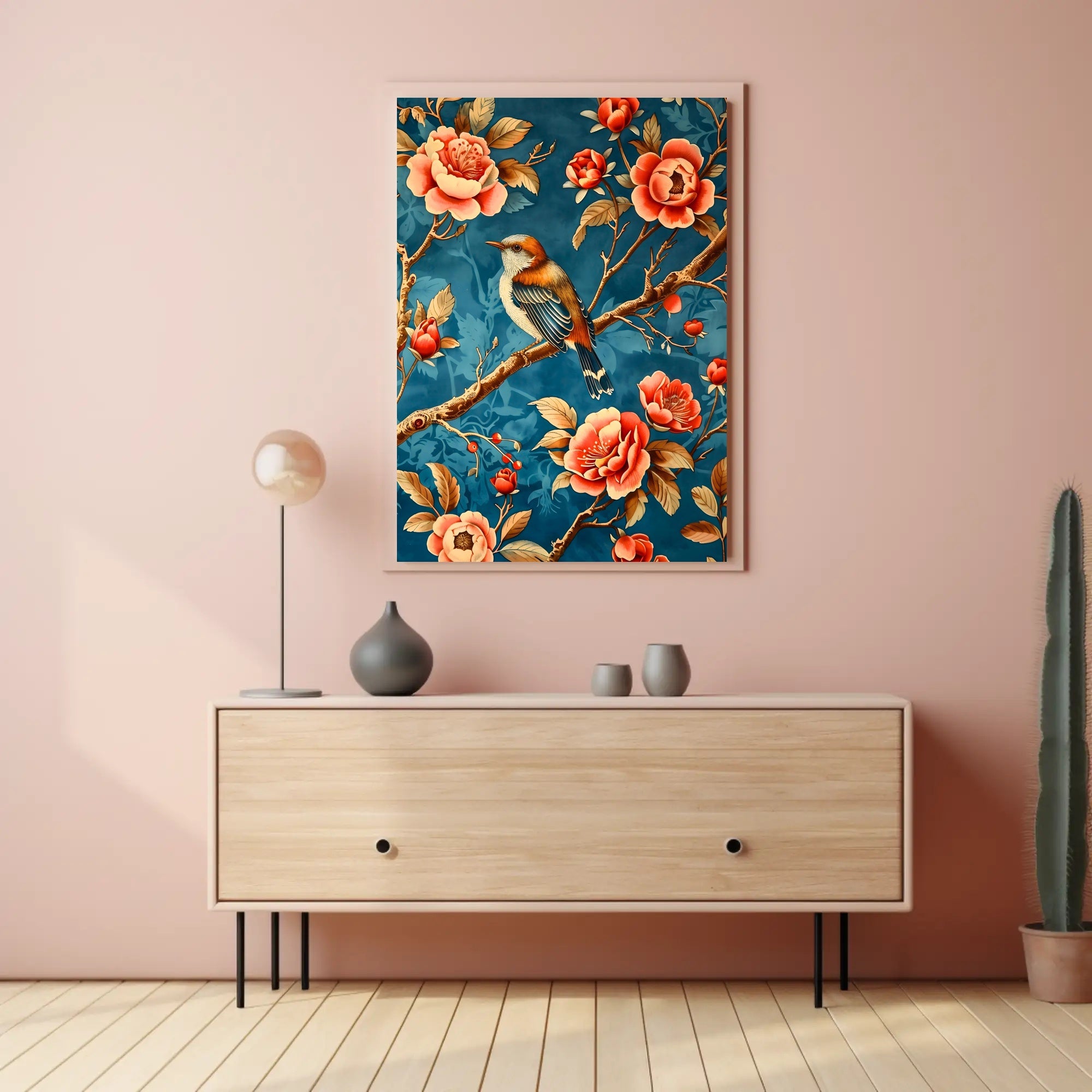 Bird Among Blossoms Wall Art Print