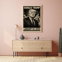 Donald Trump 47th President of the United States B & W Comic Sketch Poster