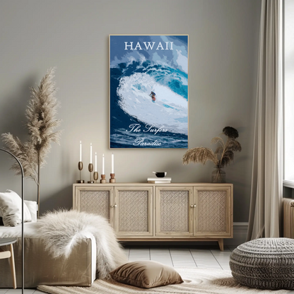 Hawaii Big Wave Surfer Ocean Power Travel Poster