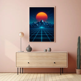 Retro-Futuristic Synthwave Landscape Art Poster Futuristic Sci-Fi Poster