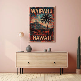 Waipahu Hawaii Vintage Art Deco Travel Collectors Poster