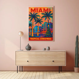 Miami Tropical Christmas Poster