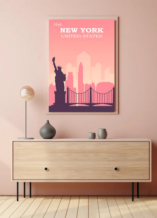 New York Landmarks Vintage Travel Poster