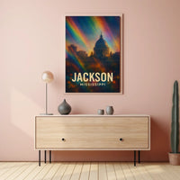 Jackson Mississippi Skyline Photography Realism Wanderlust Decor Timeless Heritage Cityscape Poster