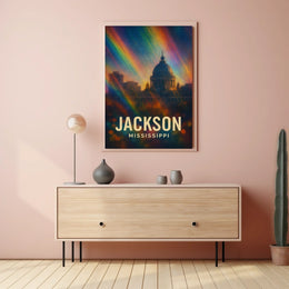 Jackson Mississippi Skyline Photography Realism Wanderlust Decor Timeless Heritage Cityscape Poster