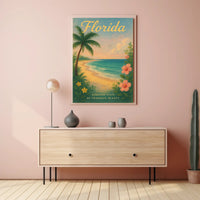 Florida Beach Poster Vintage Sunshine State Print
