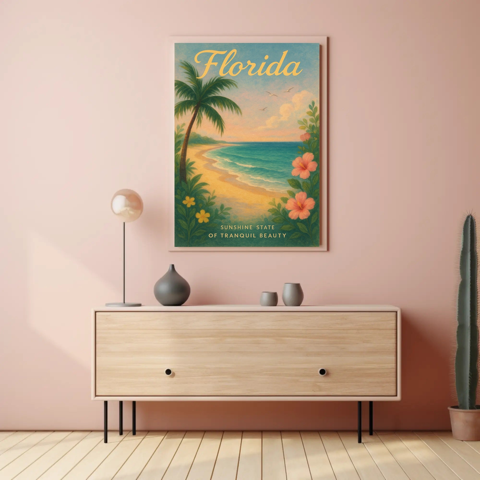 Florida Beach Poster Vintage Sunshine State Print