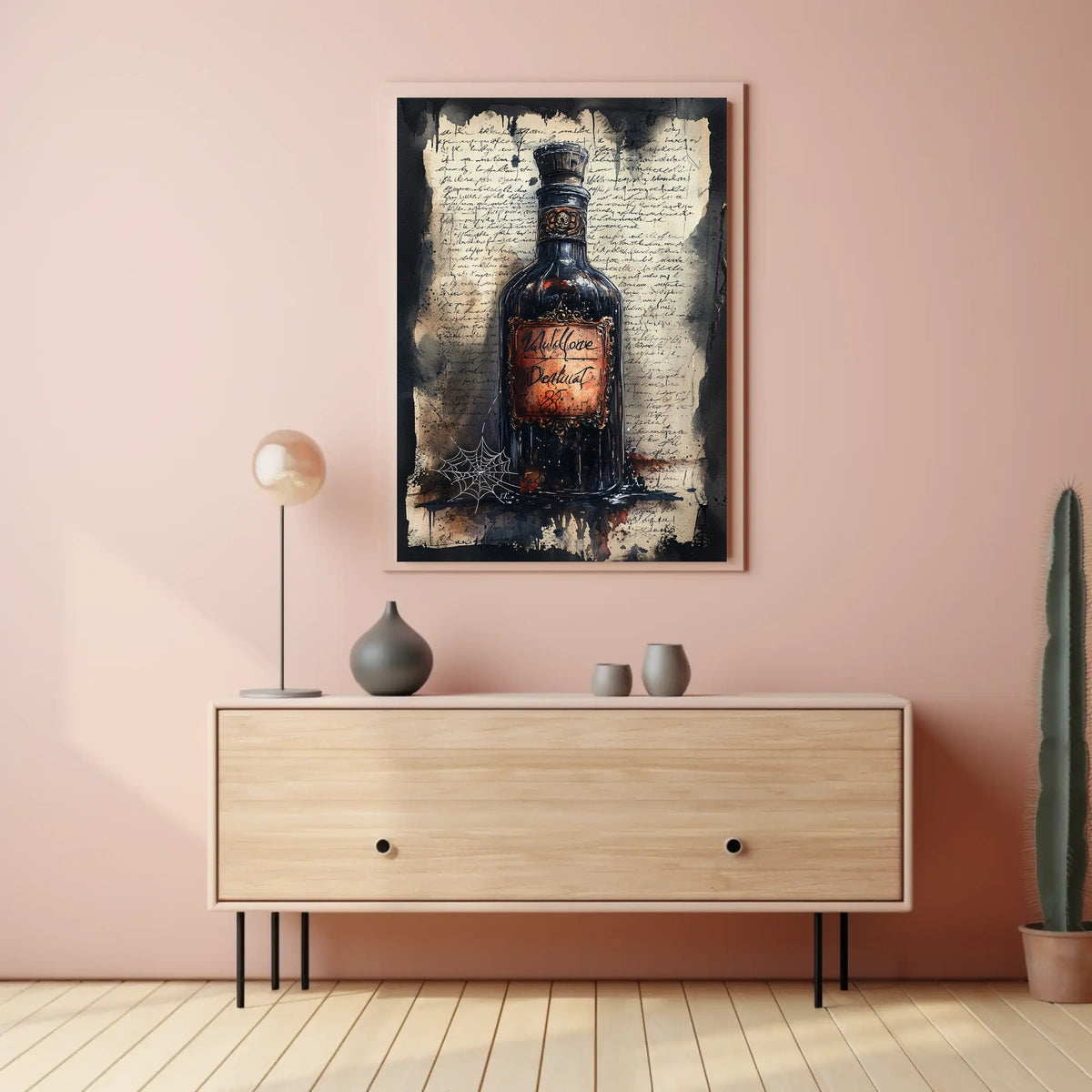 Vintage Dark Glass Bottle Artwork Poster