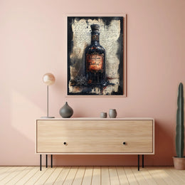 Vintage Dark Glass Bottle Artwork Poster