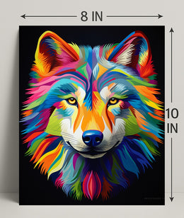 Vibrant Wolf Portrait Poster PosterGoat