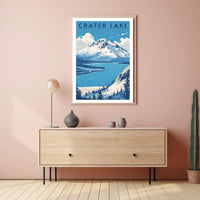 Crater Lake National Park Travel Poster Scenic Print