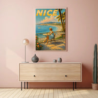 Vintage Nice France Coastal Travel Poster