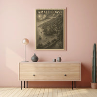 Amalfi Coast Vintage Illustration Poster