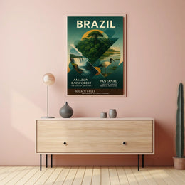 Brazil's Iconic Landscapes Vintage Art Poster