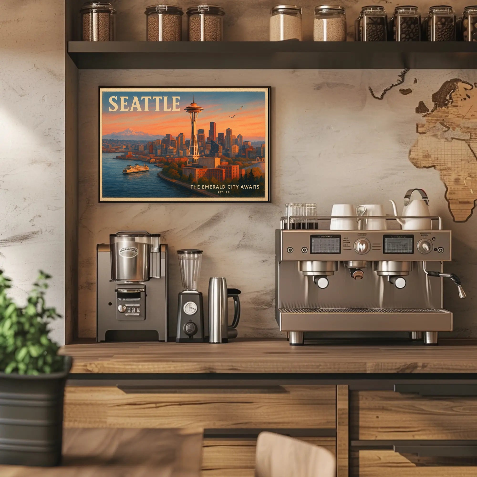 Welcome to Seattle Travel Poster Art Print