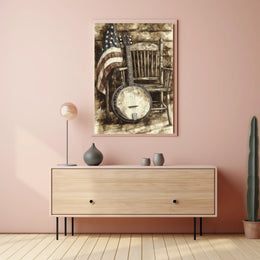 Vintage Rustic Classic Banjo Americana Wall Art Poster