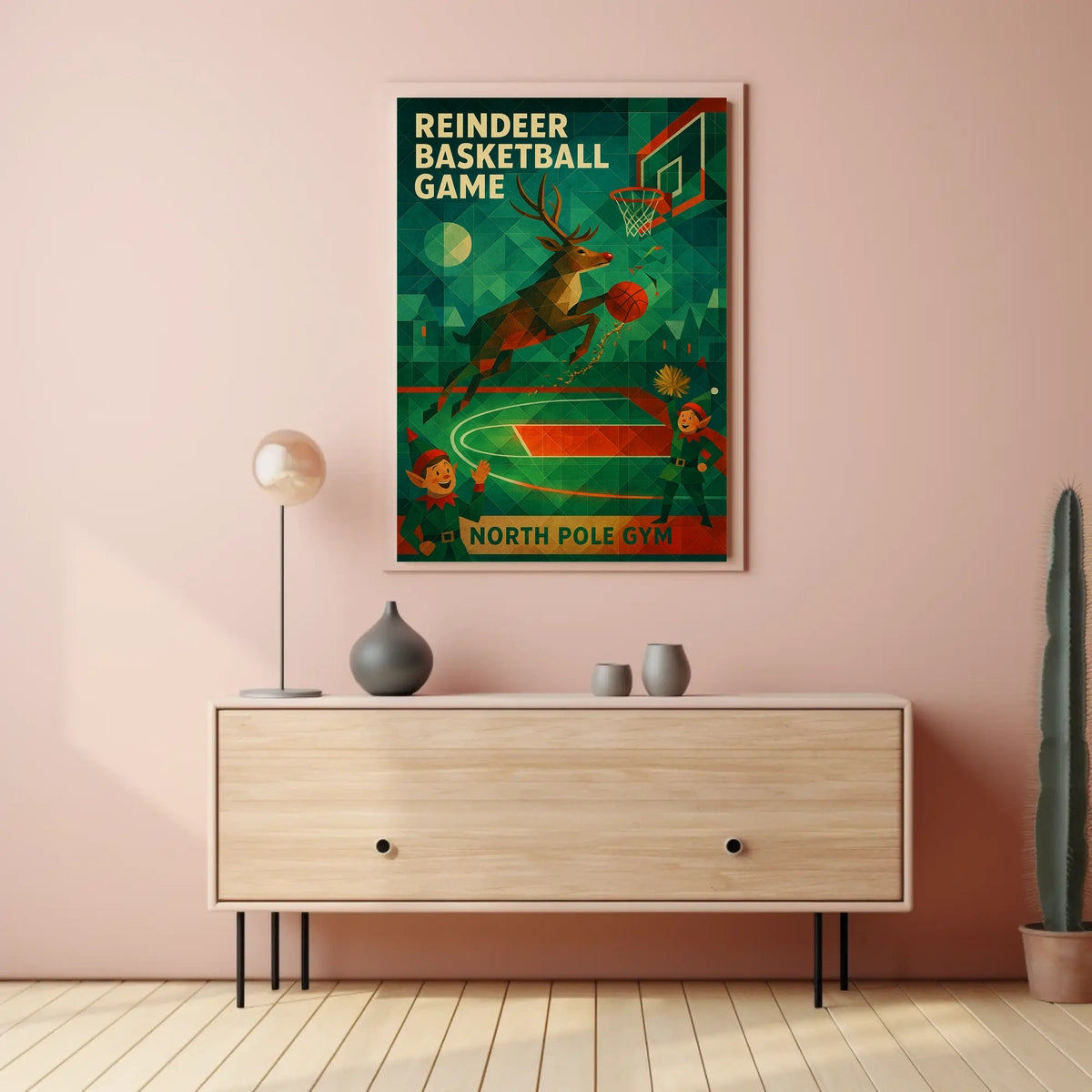 Reindeer Basketball Game Poster