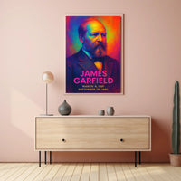 James A. Garfield 20th President of the United States Neon Gradient Overlay Poster