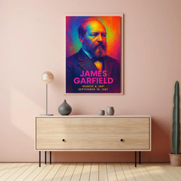 James A. Garfield 20th President of the United States Neon Gradient Overlay Poster