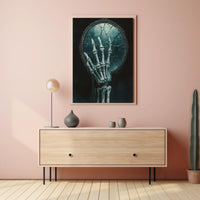 Skeletal Hand Mirror: Abstract, Artistic, or Pop Culture Poster