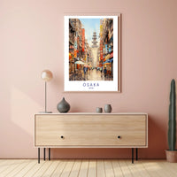 Osaka Rainy Day Vibrant Cityscape Urban or Cityscape Poster PosterGoat