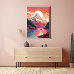 Snow-Capped Mountain Adventure: Vintage Travel Poster