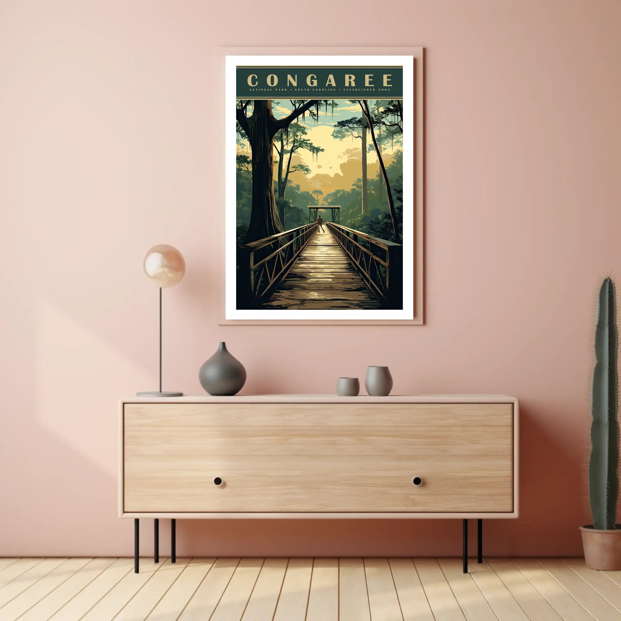 Congaree National Park Travel Poster Vintage Print