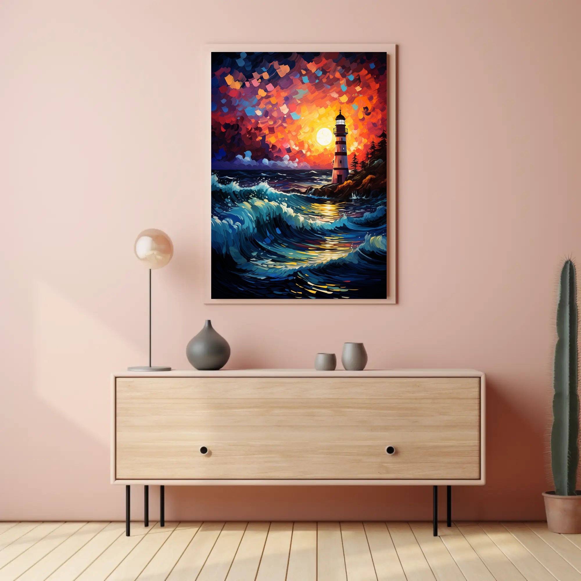 Lighthouse At Sunset Poster