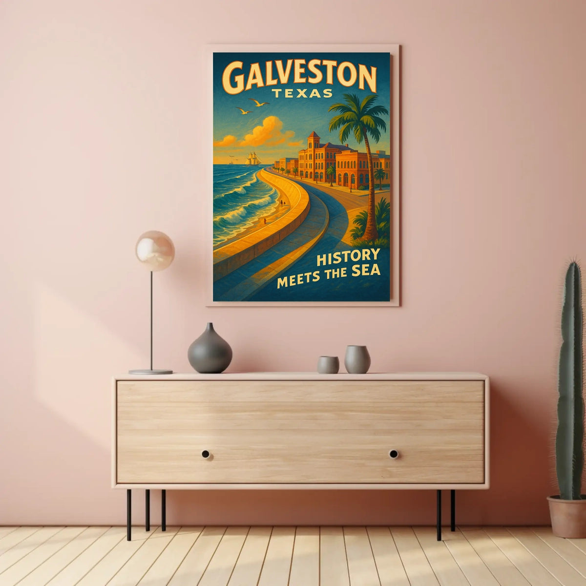 Galveston, Texas History Meets The Sea Poster