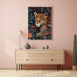 Majestic Jaguar Wall Art in Bloom Print