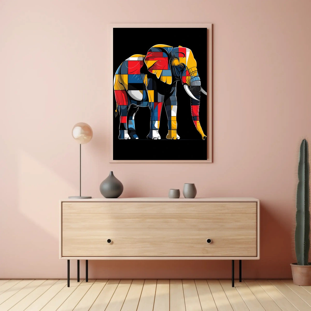 Colorful Elephant Mosaic Poster