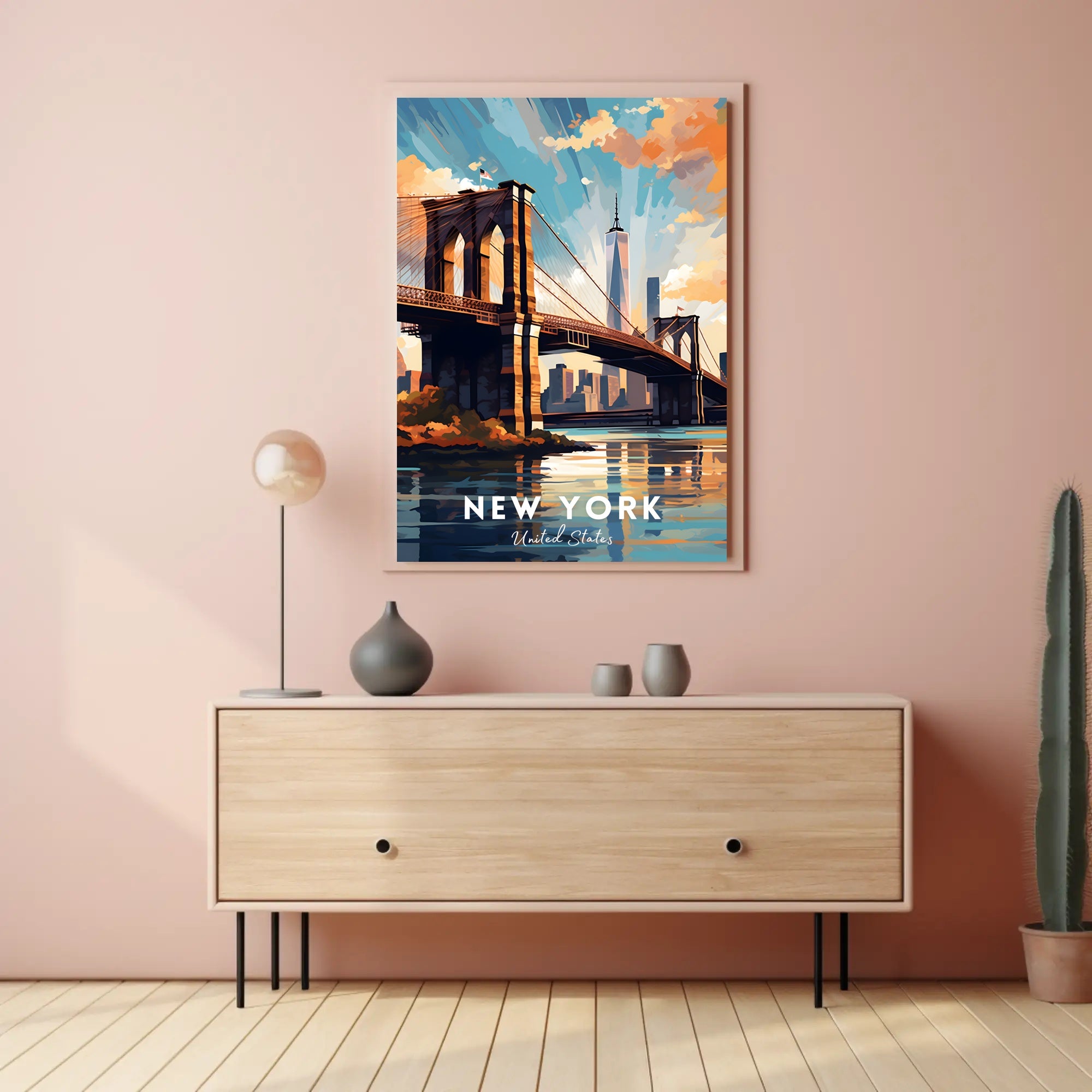 Brooklyn Bridge at Sunset Urban or Cityscape Poster