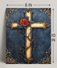 Ornate Cross With Rose Poster