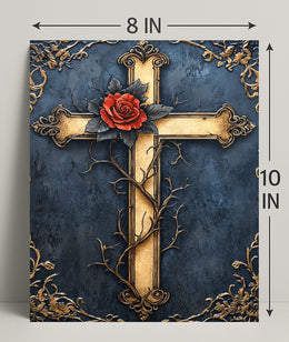 Ornate Cross With Rose Poster